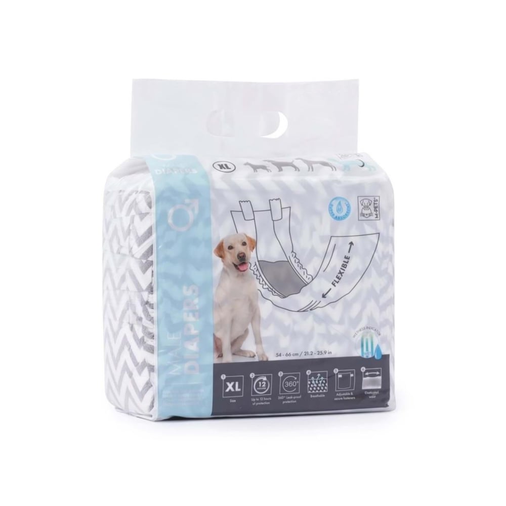 M-PETS DIAPERS ERKEK KÖPEKLER İÇİN KÜLOT (XL) 12Lİ