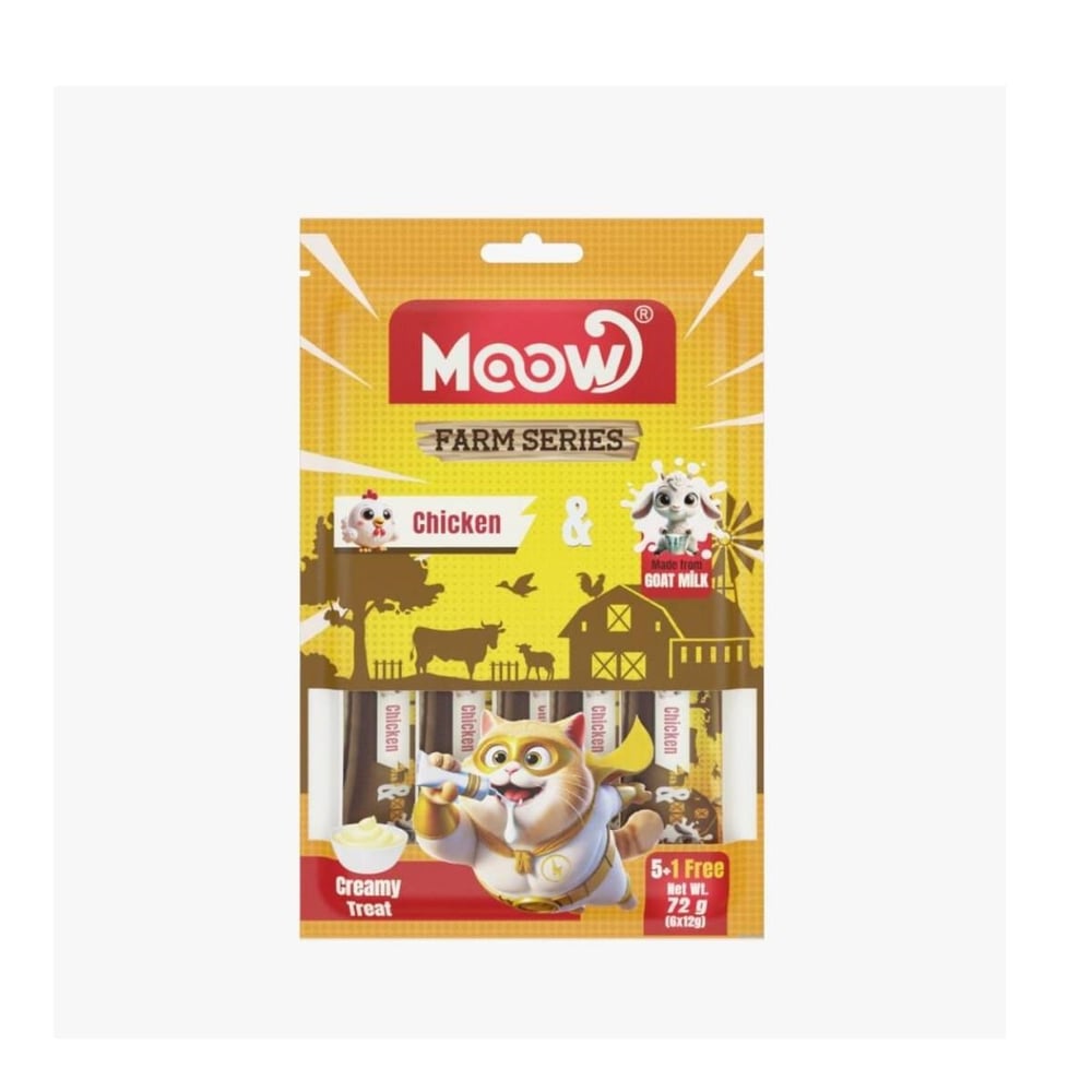Moow Tavuklu Keçi Sütlü 12gr x 6 Adet Kedi Krema Ödülü