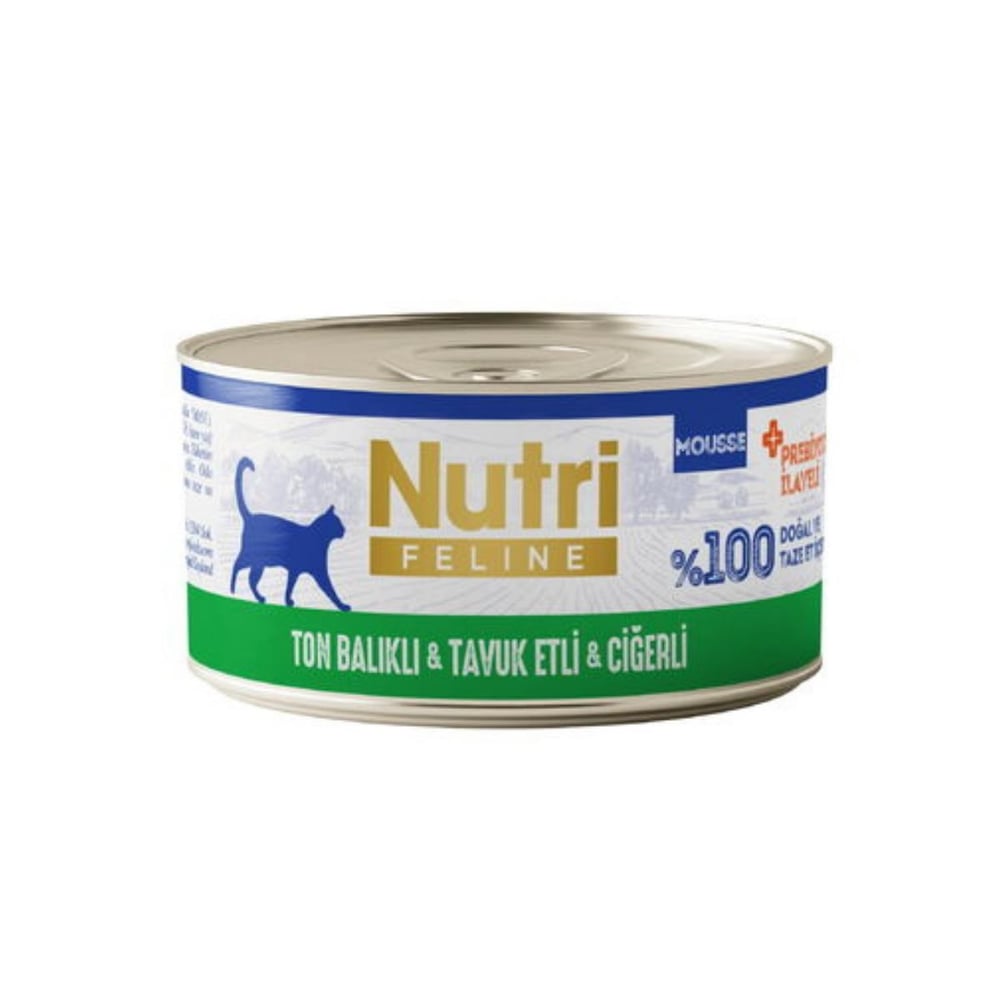 Nutri Feline Ton, Tavuk ve Ciğerli Probiyotikli Tahılsız Kedi Konservesi 70 Gr