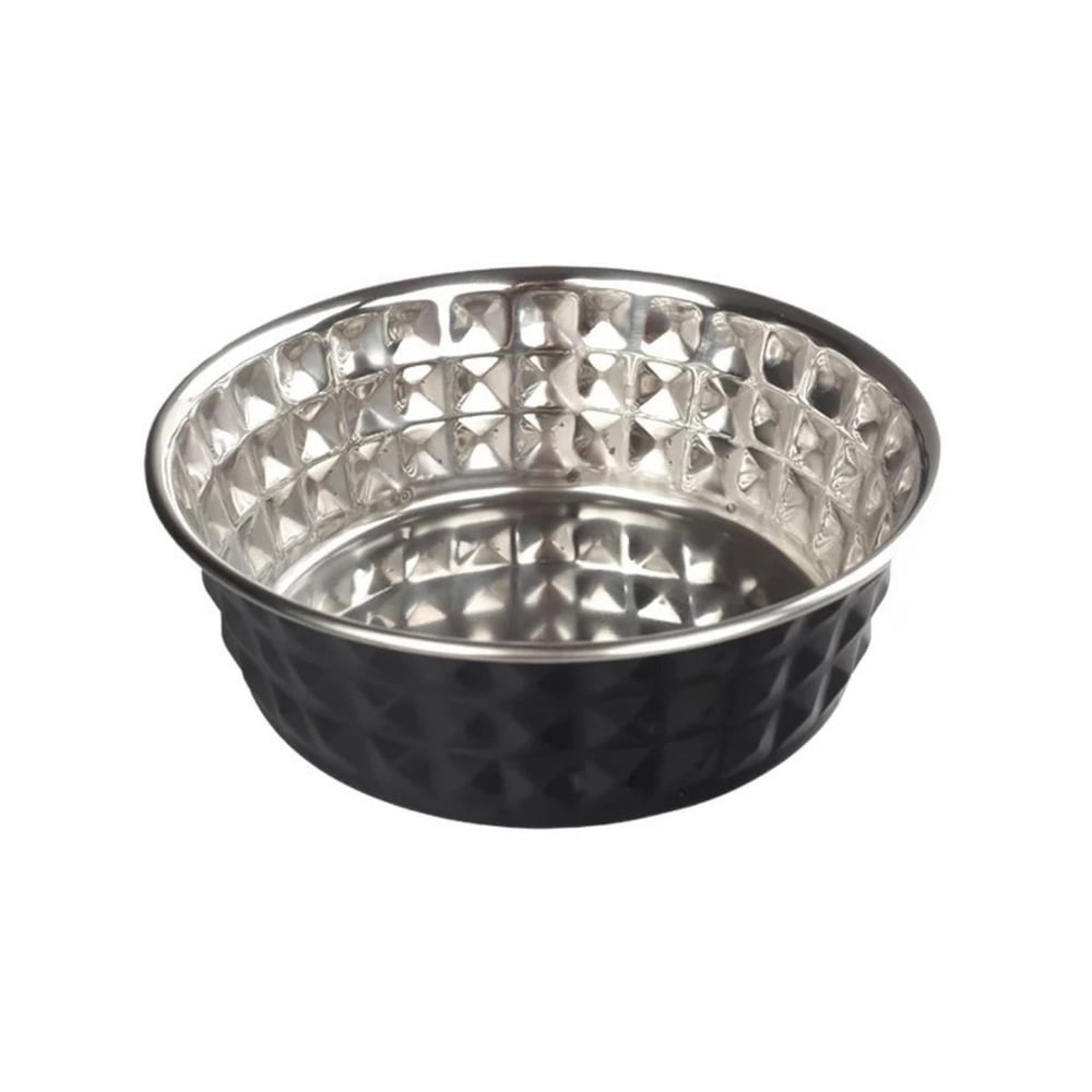 Oripet Elmas Desen Siyah Çelik Mama Kabı 11cm