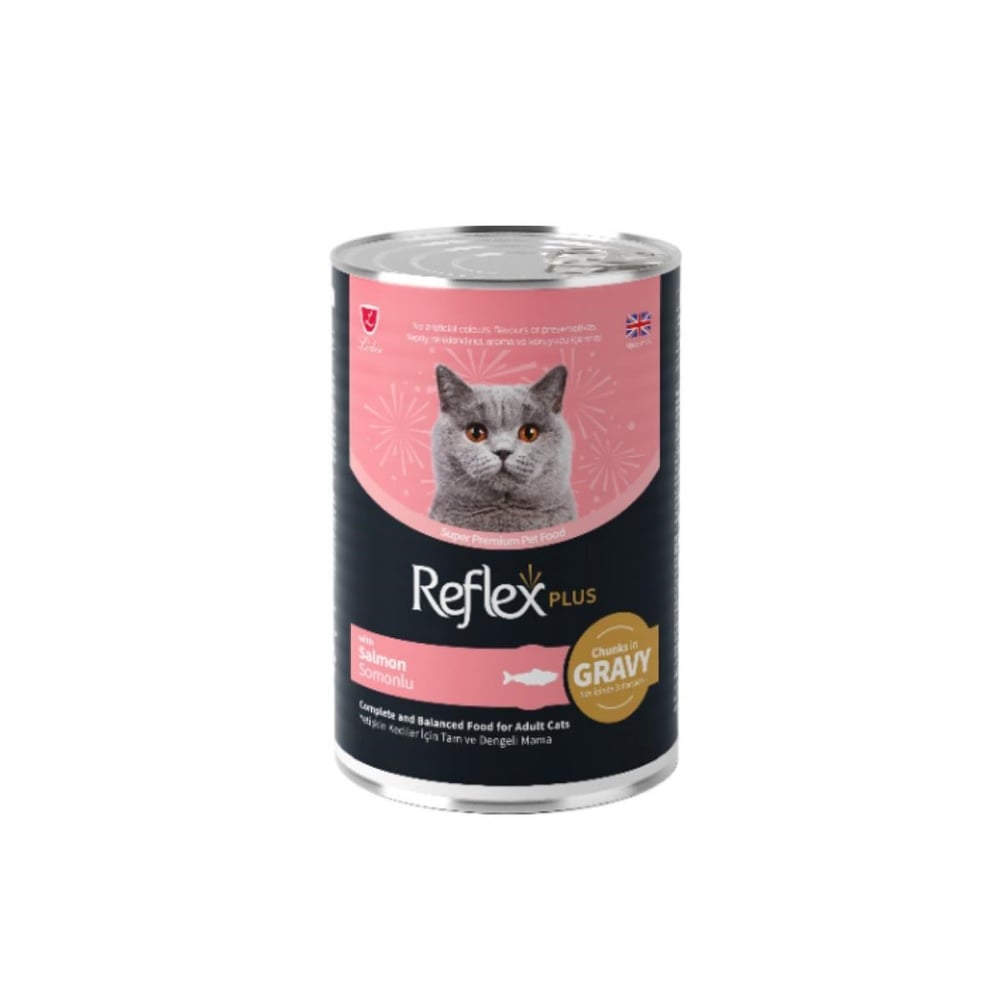 Reflex Plus Sos İçinde Parça Etli Somonlu Yetişkin Kedi Konservesi 400gr