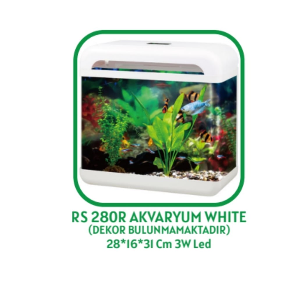 Rs-280R Komple Set Akvaryum White 28*16*31 Cm Led