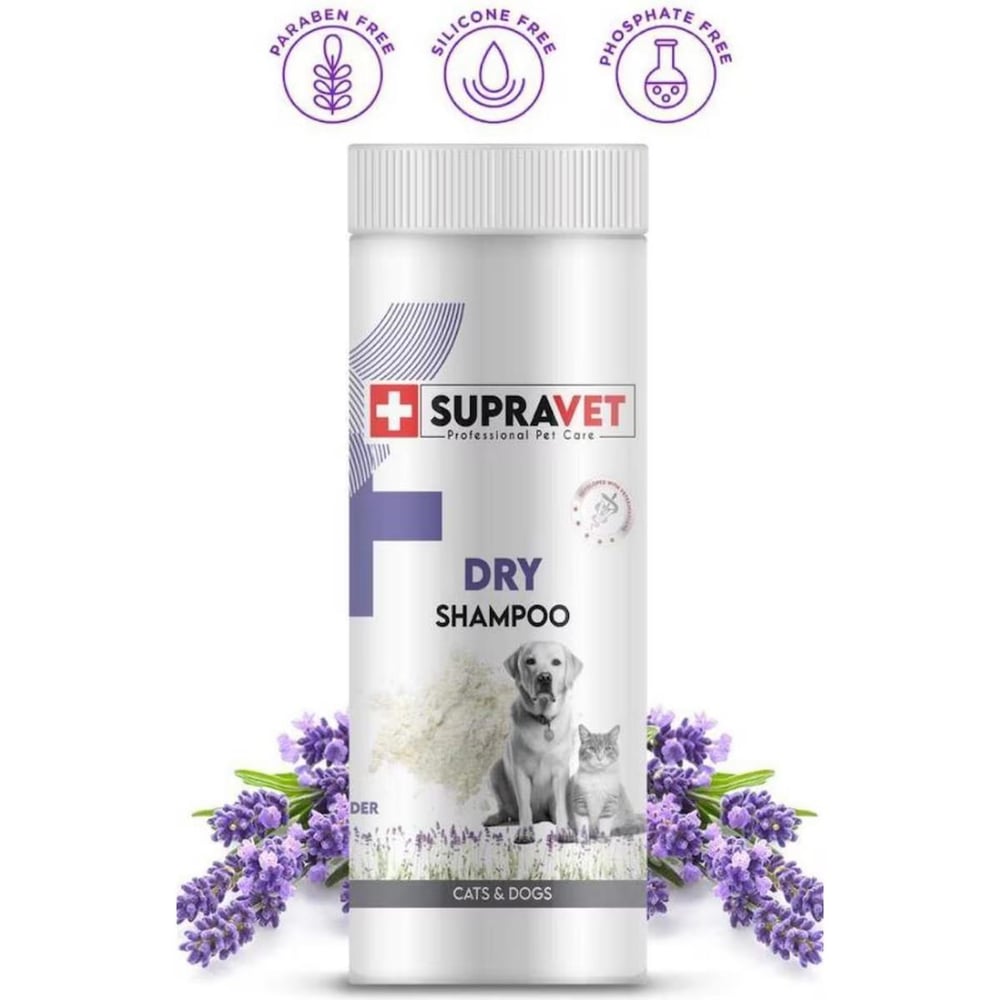 Supravet Dry Shampoo Lavanta Özlü Kedi Köpekler İçin Toz Şampuan 150 ml
