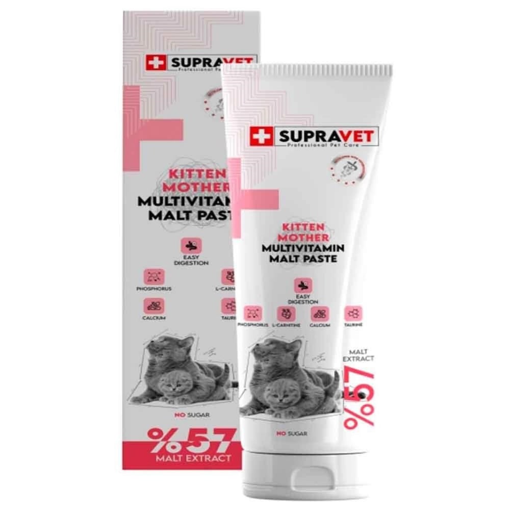Supravet Yavru Kediler için Kalsiyum ve Taurinli Multi Vitamin Kedi Macunu 100 Gr