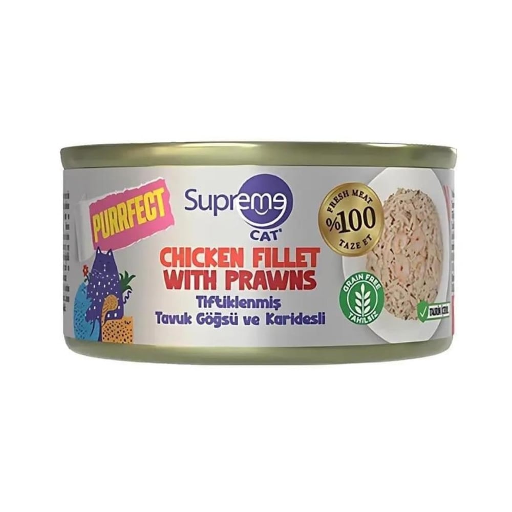 Supreme Tiftiklenmiş Tavuk Göğüs Eti ve Karidesli Kedi Maması 70gr