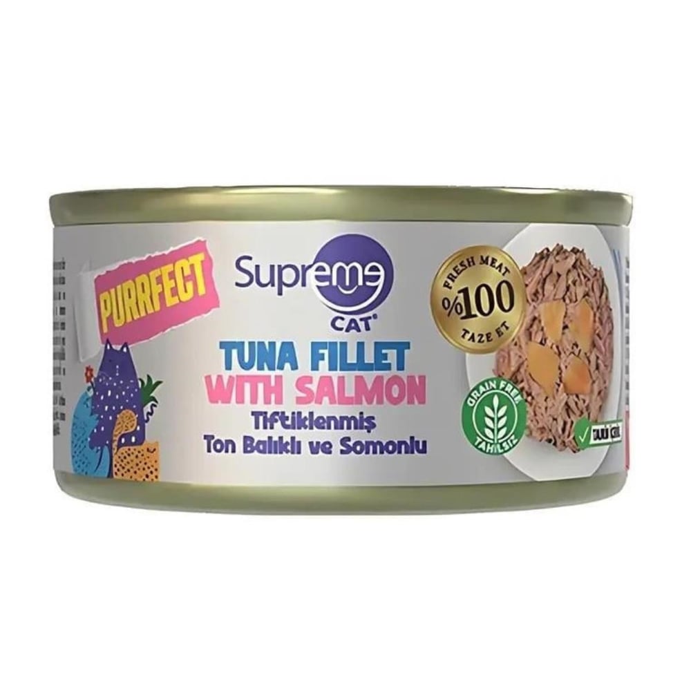 Supreme Tiftiklenmiş Ton Balıklı ve Somonlu Kedi Maması 70gr