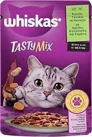 Whiskas Pouch TastyMix Sos İçinde Kuzulu Tavuklu ve Havuçlu Yetişkin Kedi Konservesi 85gr