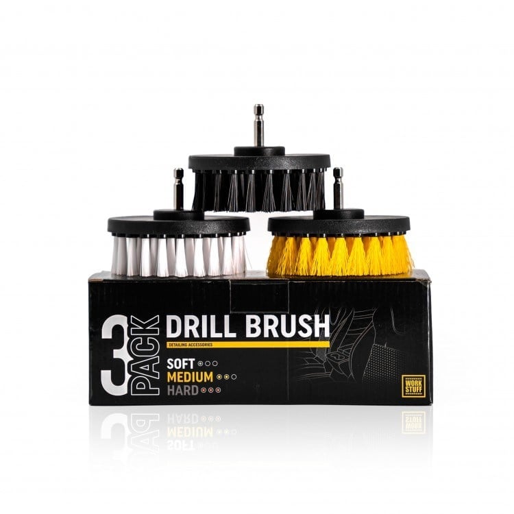 WORK STUFF DRILL BRUSH – Matkap ile kullanılan Detaylı Temizlik Fırçaları – 3'lü Set ( SOFT | MEDIUM | HARD )