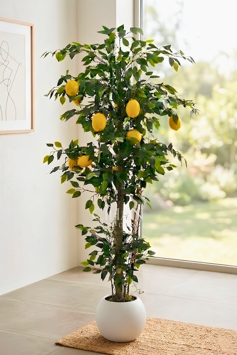 10 Limonlu Yapay Limon Ağacı 180 cm Küre Saksılı