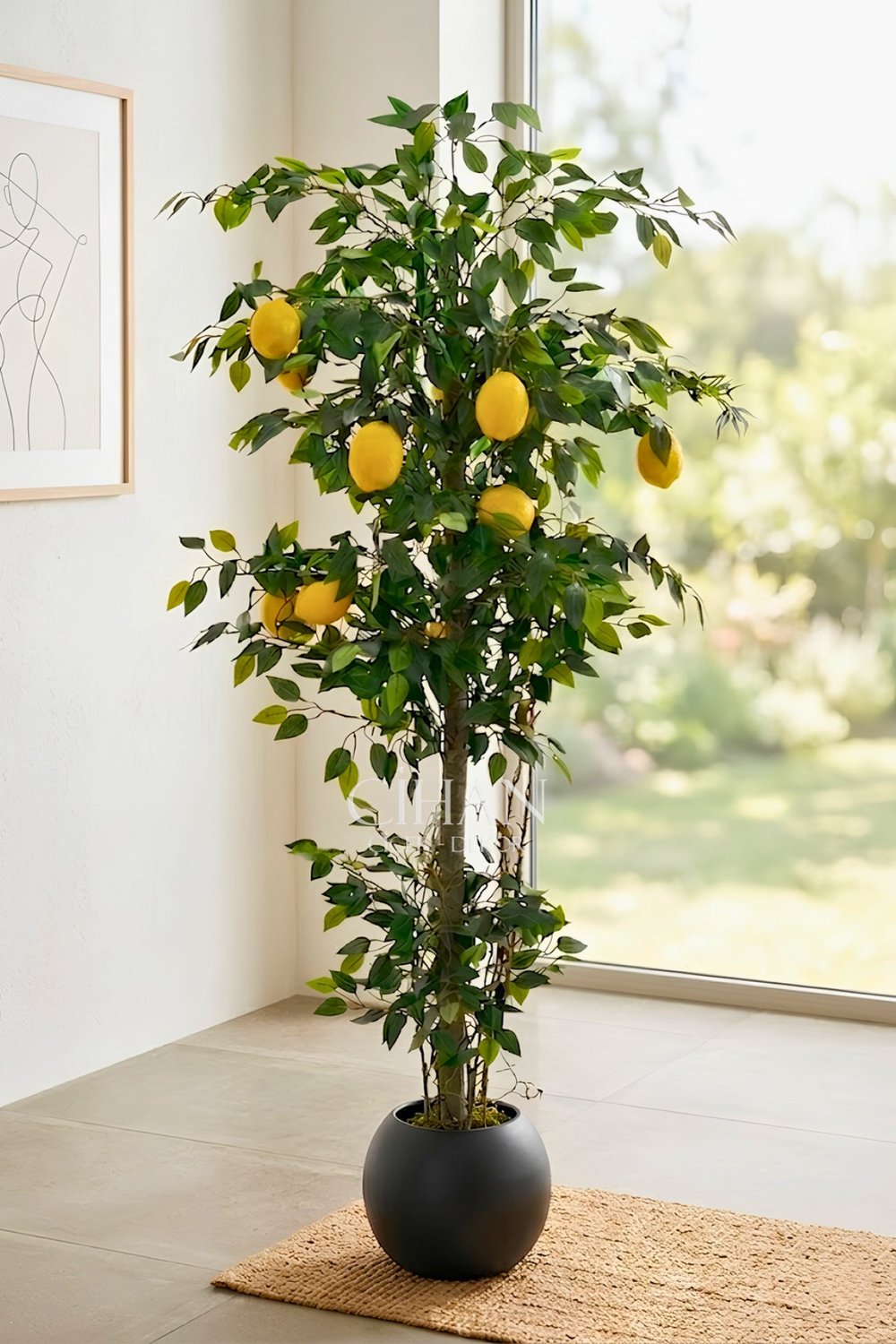 10 Limonlu Yapay Limon Ağacı 180 cm Küre Saksılı
