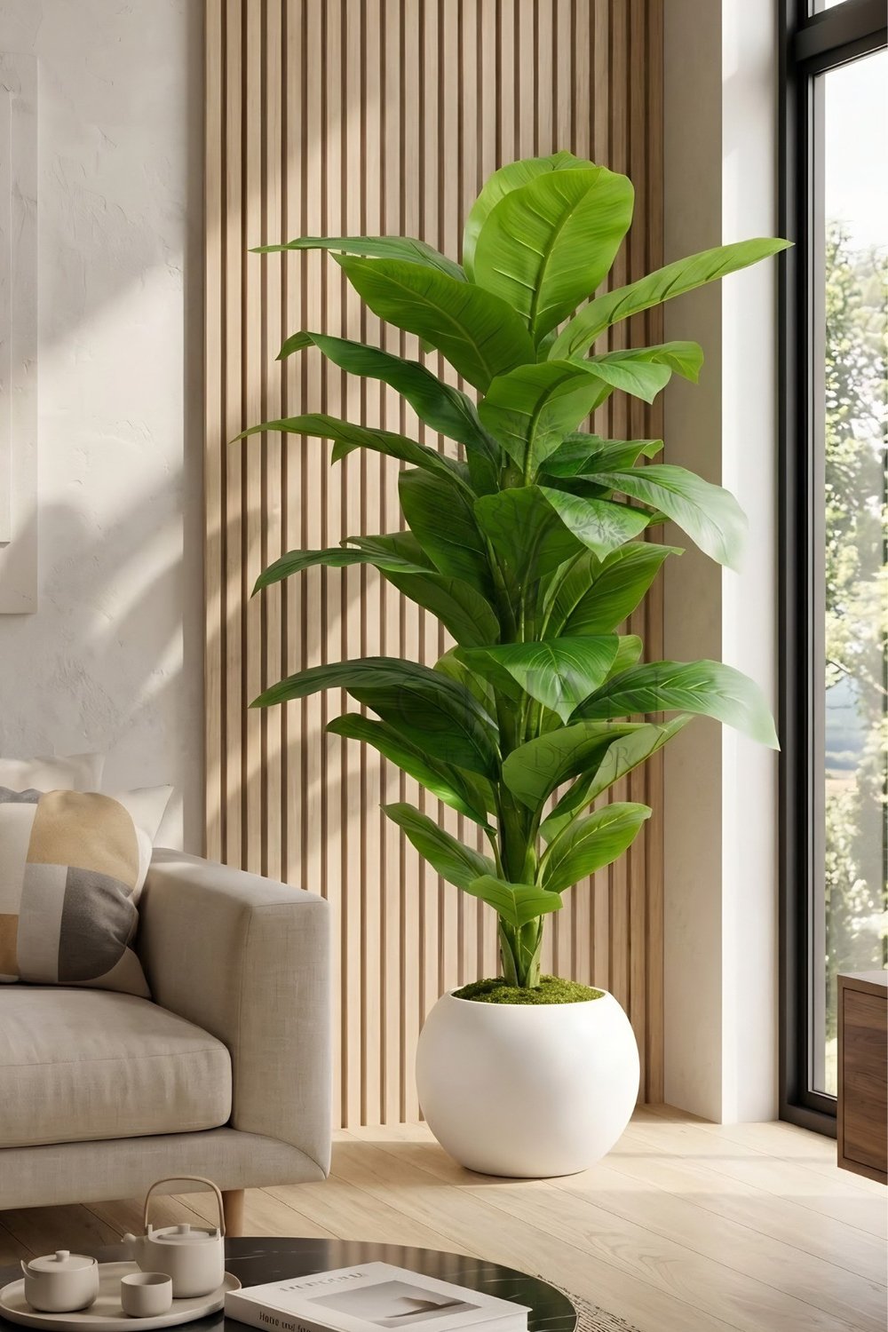 160 cm Yapay Difenbahya Ağacı - 30x30 Küre Saksılı