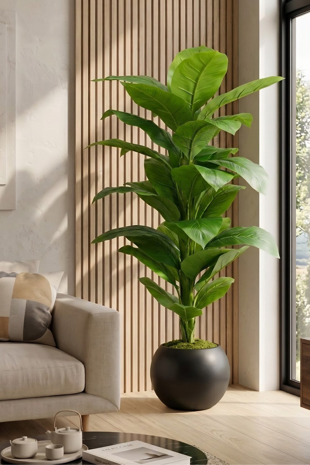 160 cm Yapay Difenbahya Ağacı - 30x30 Küre Saksılı