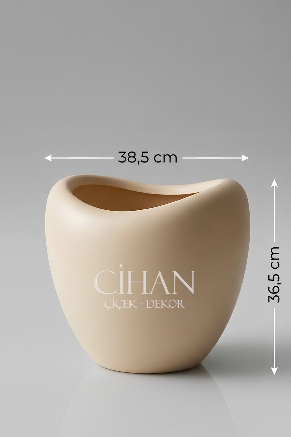 Lüks Lale Tasarım Bej Plastik Saksı 25L – 38.5x36.5 cm UV Korumalı