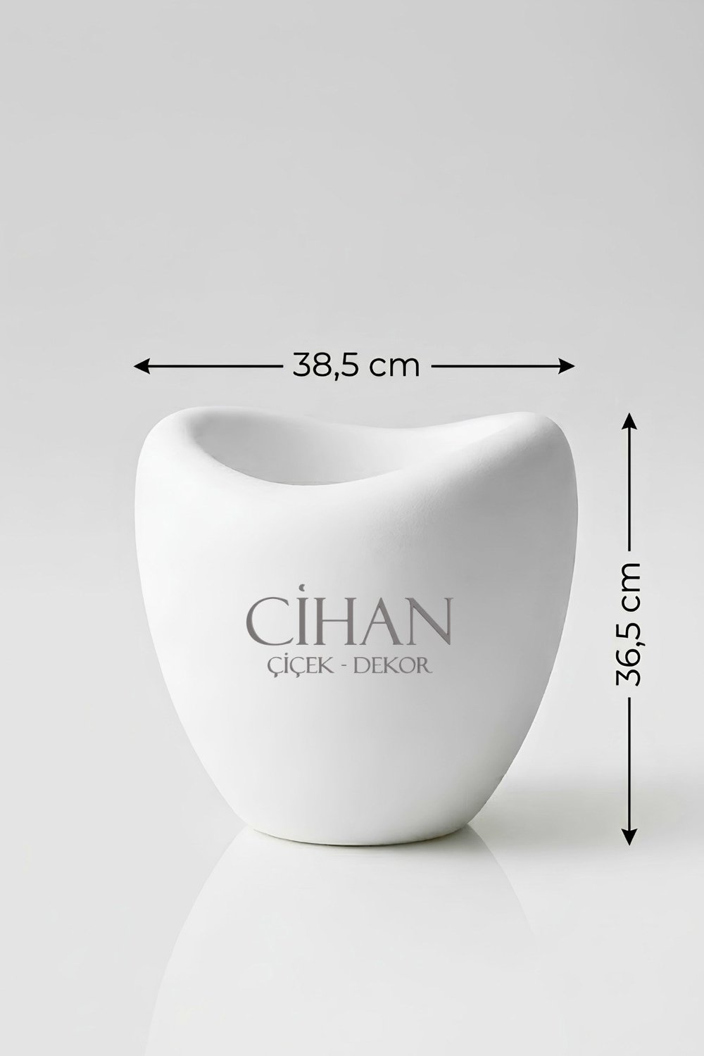 Lüks Lale Tasarım Beyaz Plastik Saksı 25L – 38.5x36.5 cm UV Korumalı
