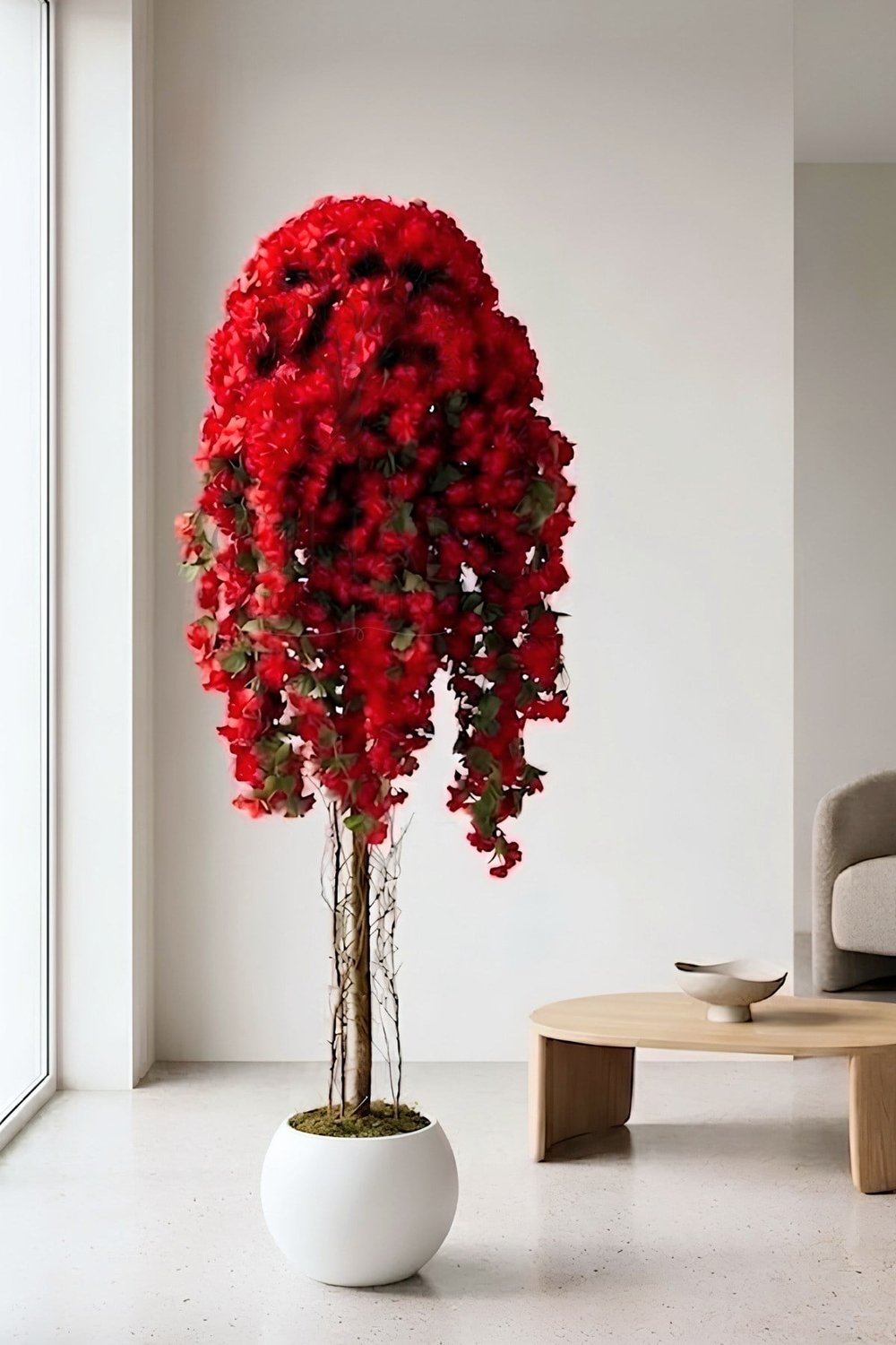 Yapay Begonvil Ağacı Kırmızı 180 cm - 27*33 Küre Saksılı