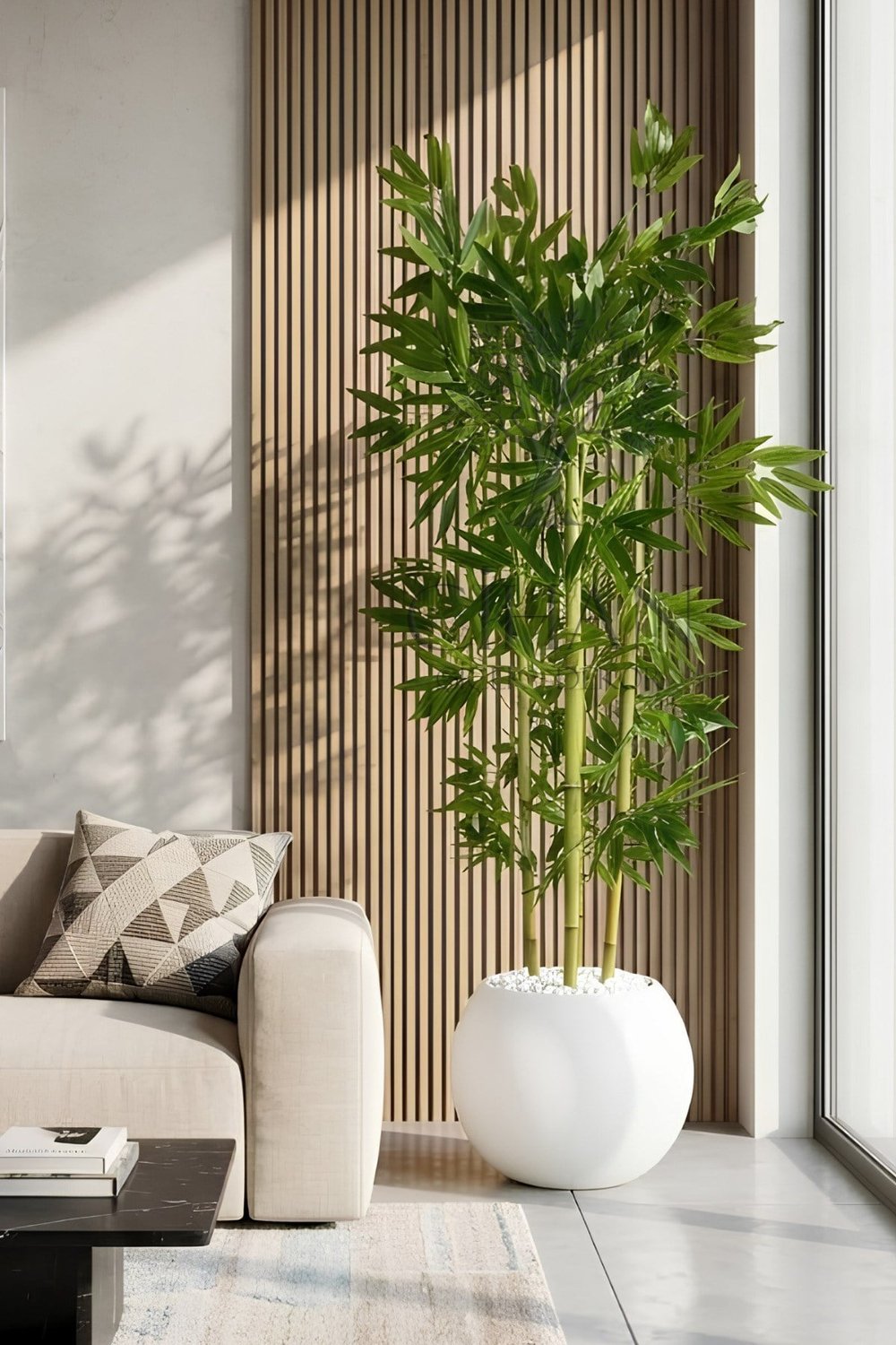 Yapay Yapraklı Bambu Ağacı 4 Bambulu 170 Cm 27*33 Küre Saksı