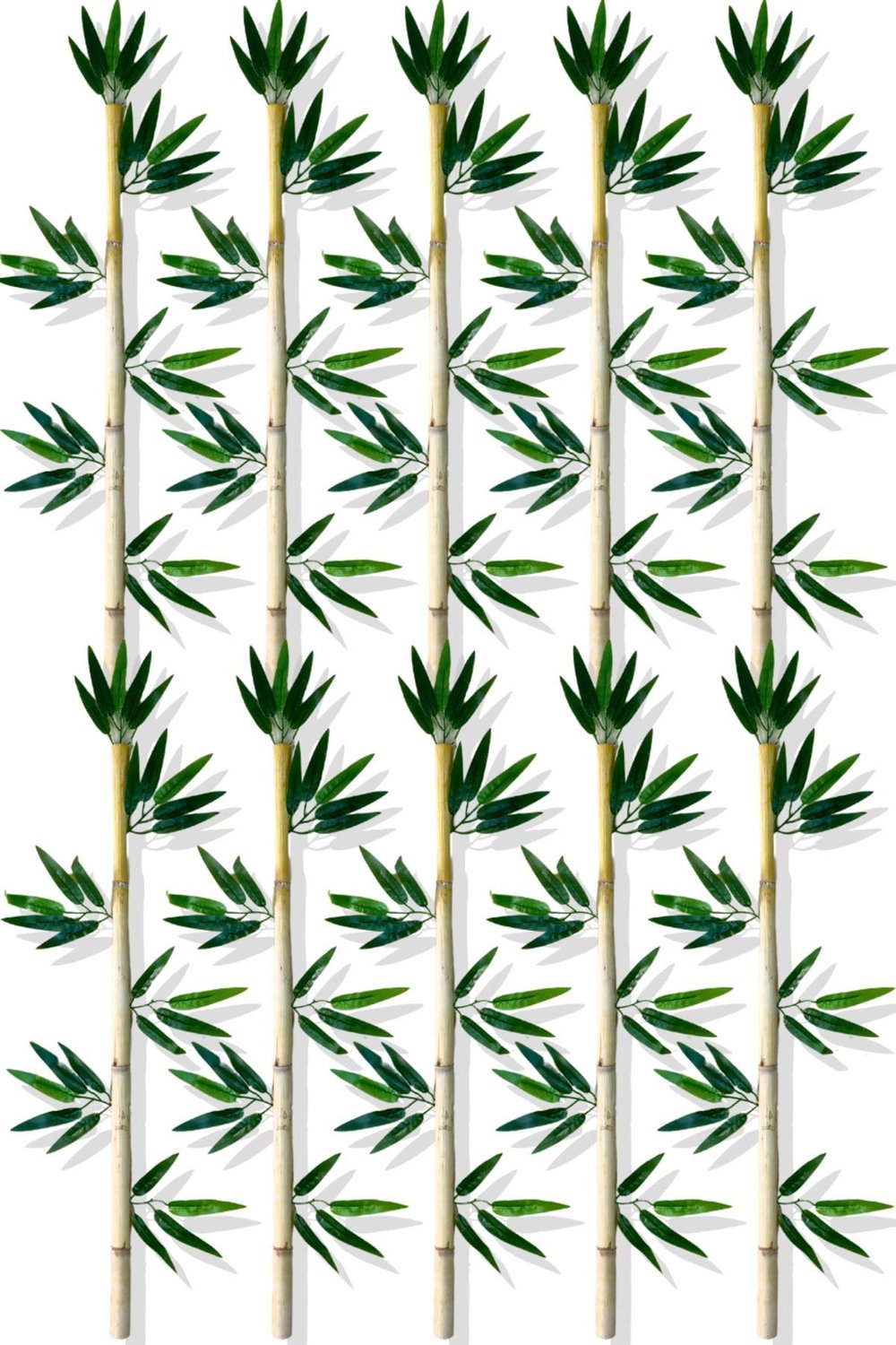 Yapay Yapraklı Dekoratif Bambu Çubuğu 90 Cm 10 Adet Islak Doku