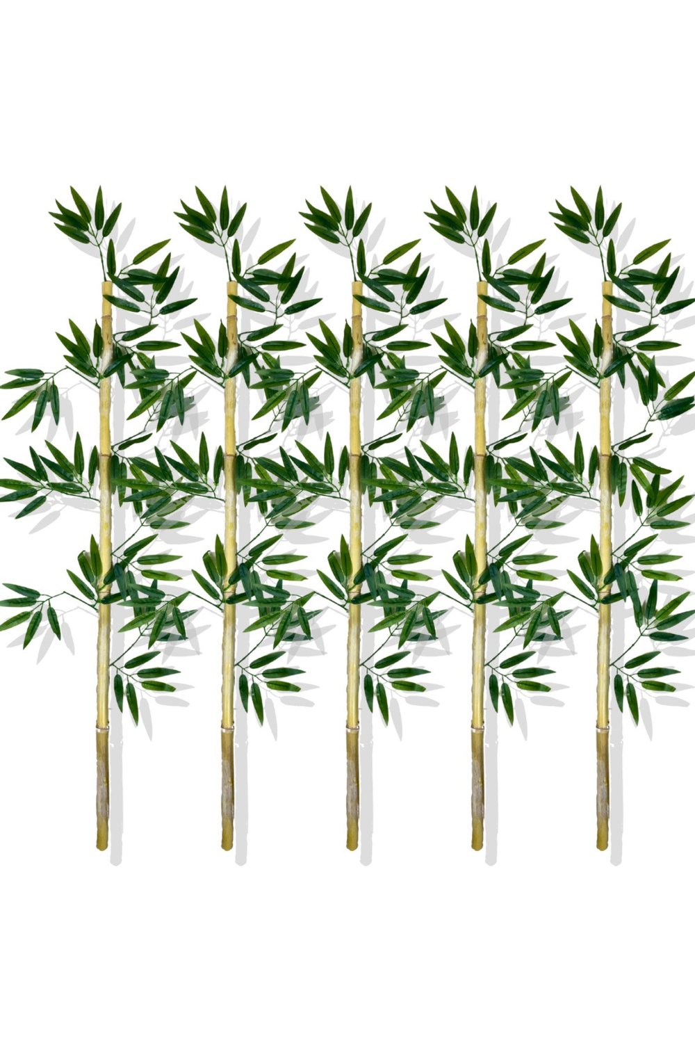 Yapay Yoğun Yapraklı 120 Cm 5 Adet Dekoratif Bambu Çubuğu Islak Doku