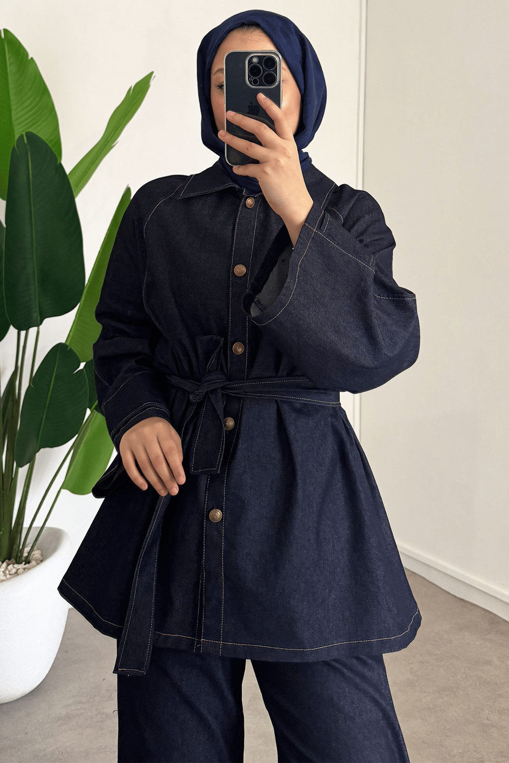 Apoletli Denim Takım - Lacivert