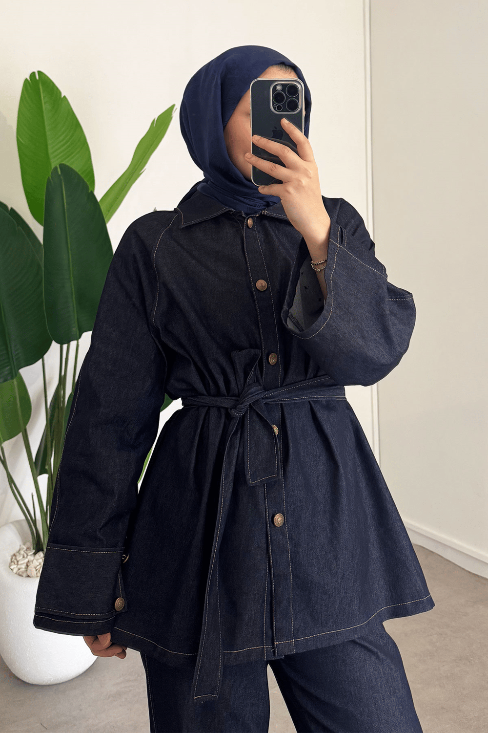 Apoletli Denim Takım - Lacivert