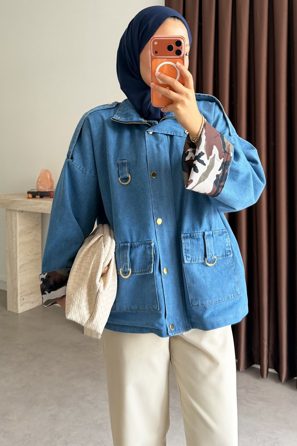 Astarlı Denim Ceket - Açık Kot
