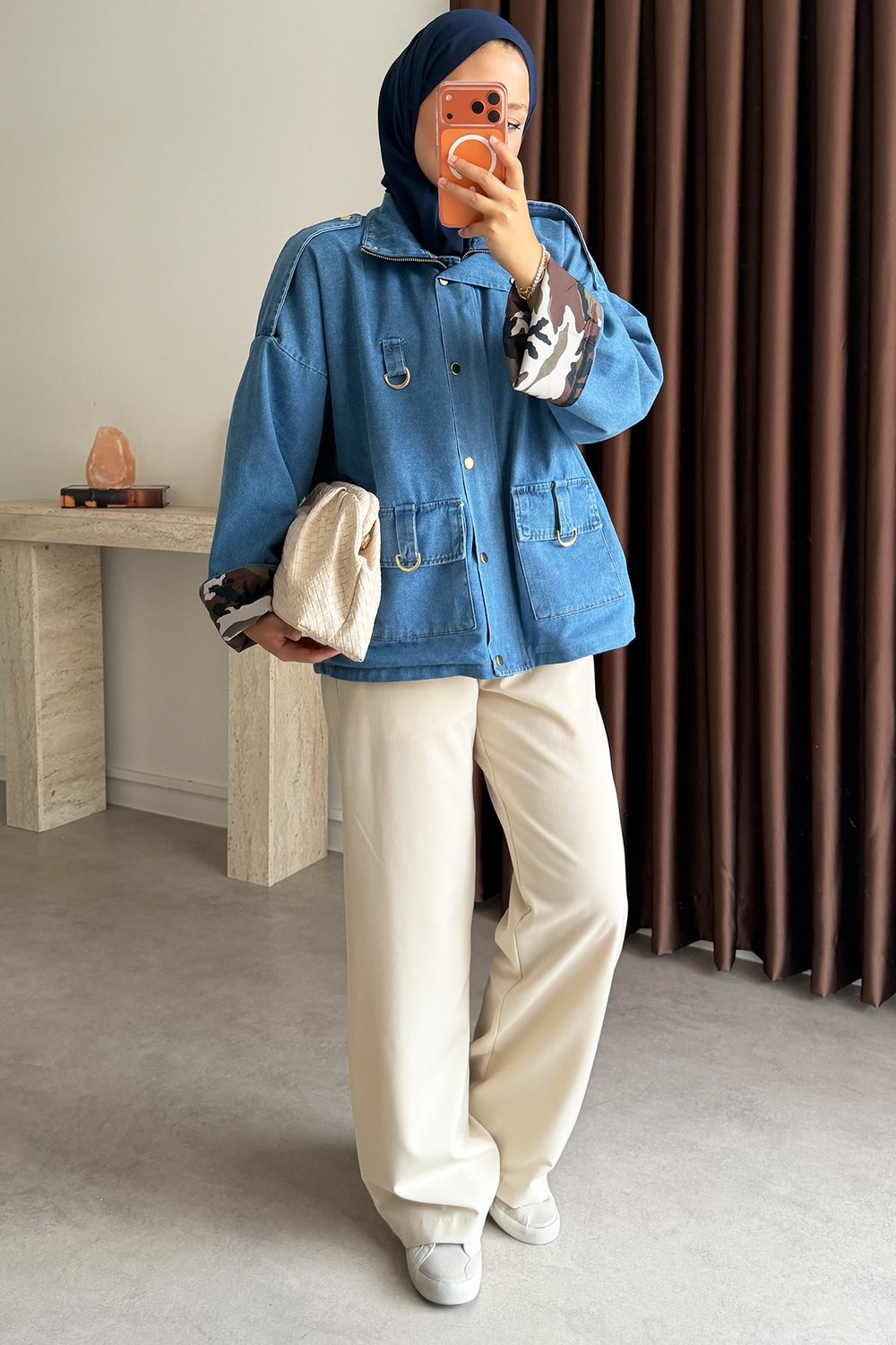 Astarlı Denim Ceket - Açık Kot