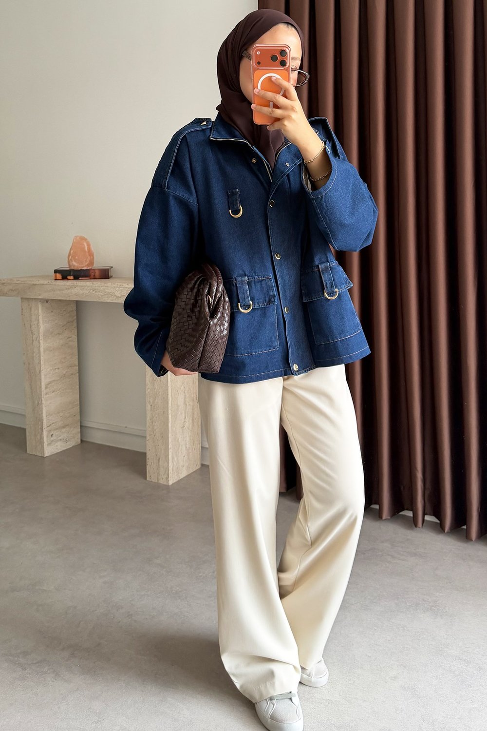 Astarlı Denim Ceket - Koyu Kot