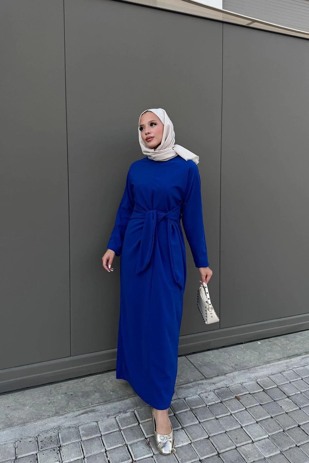 Baglamalı Elbise 4-6680- LACİVERT