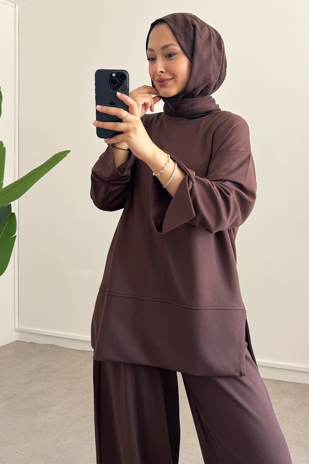 Basıc Pantolon Takım - Kahverengi