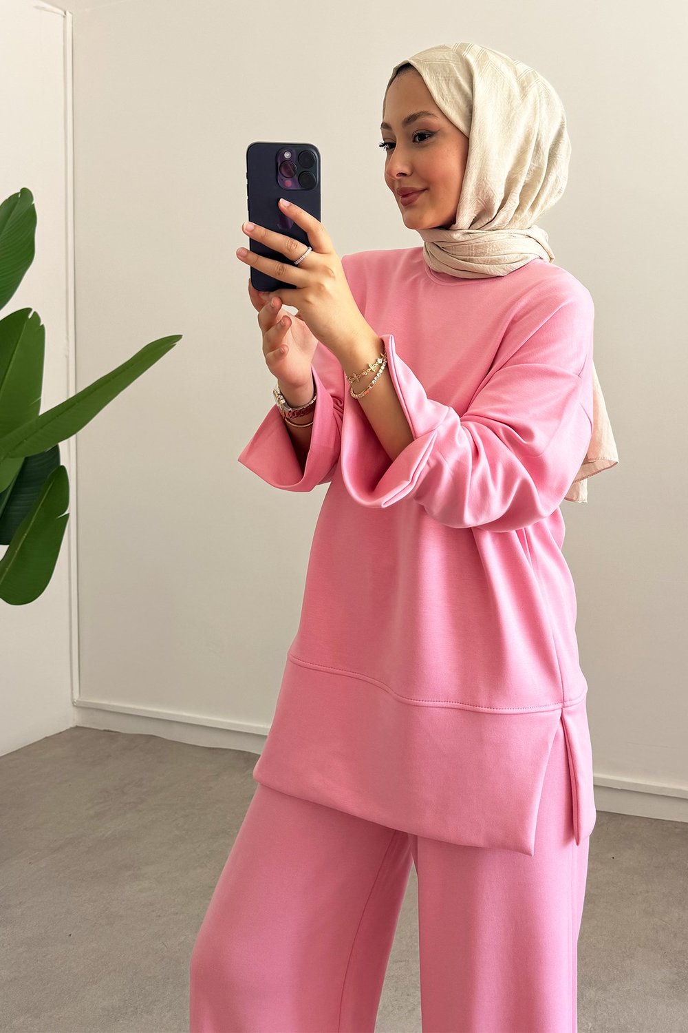 Basıc Pantolon Takım - Pembe