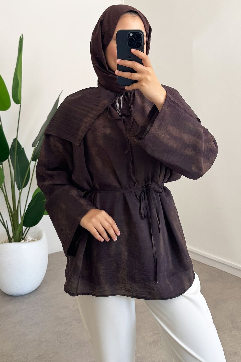 Batik Mendil Gömlek - Kahverengi