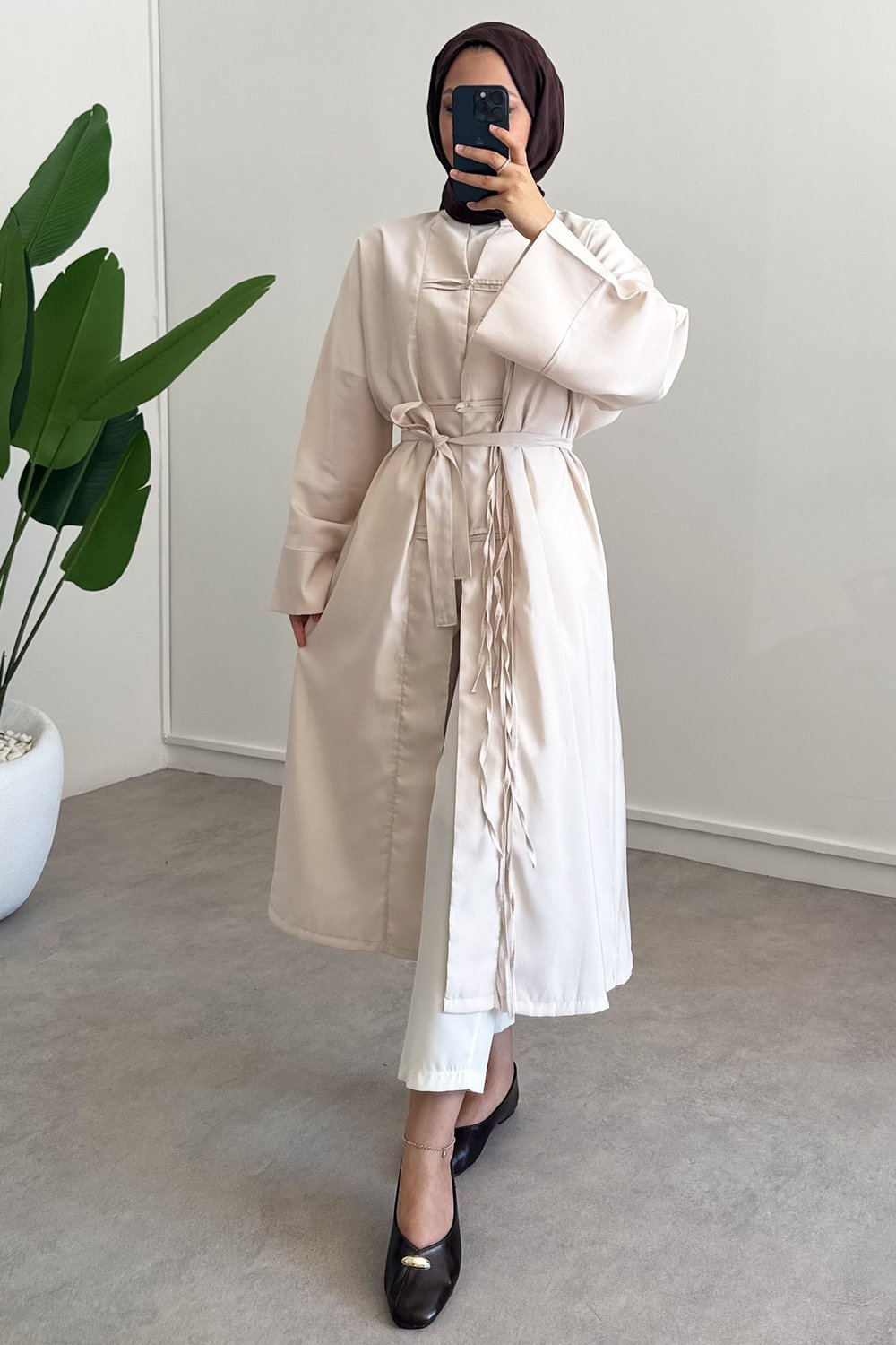 Biyeli Tunik Elbise - Bej