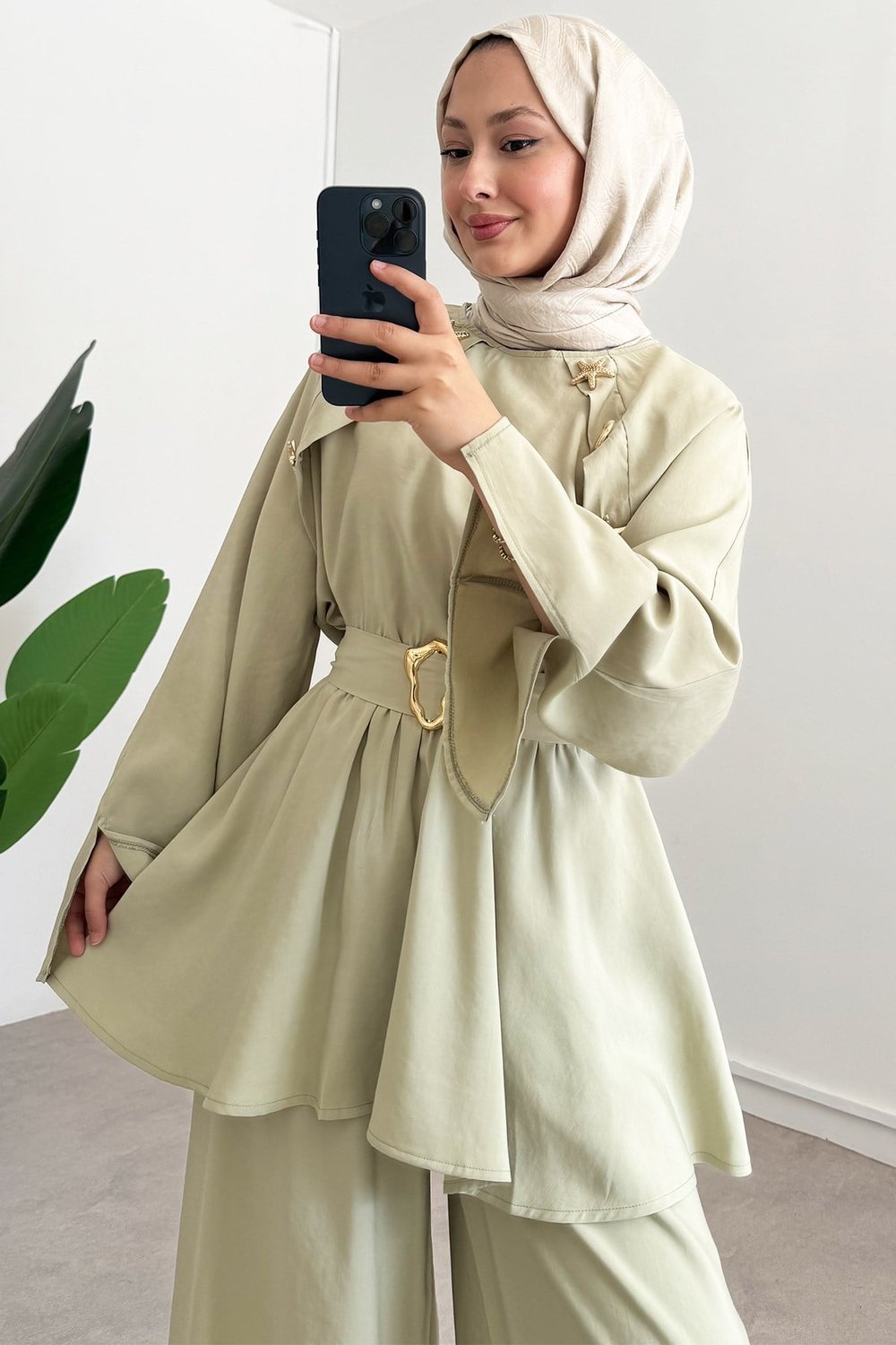 Broş Detay Takım - Olive
