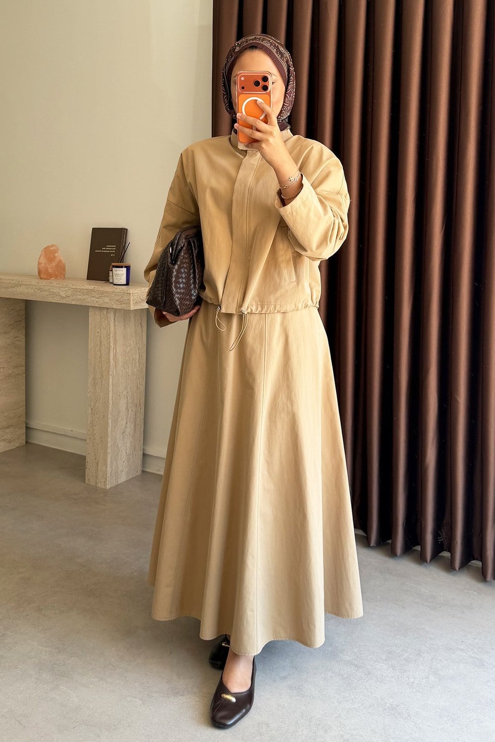 Ceketli Etek Takım - Camel