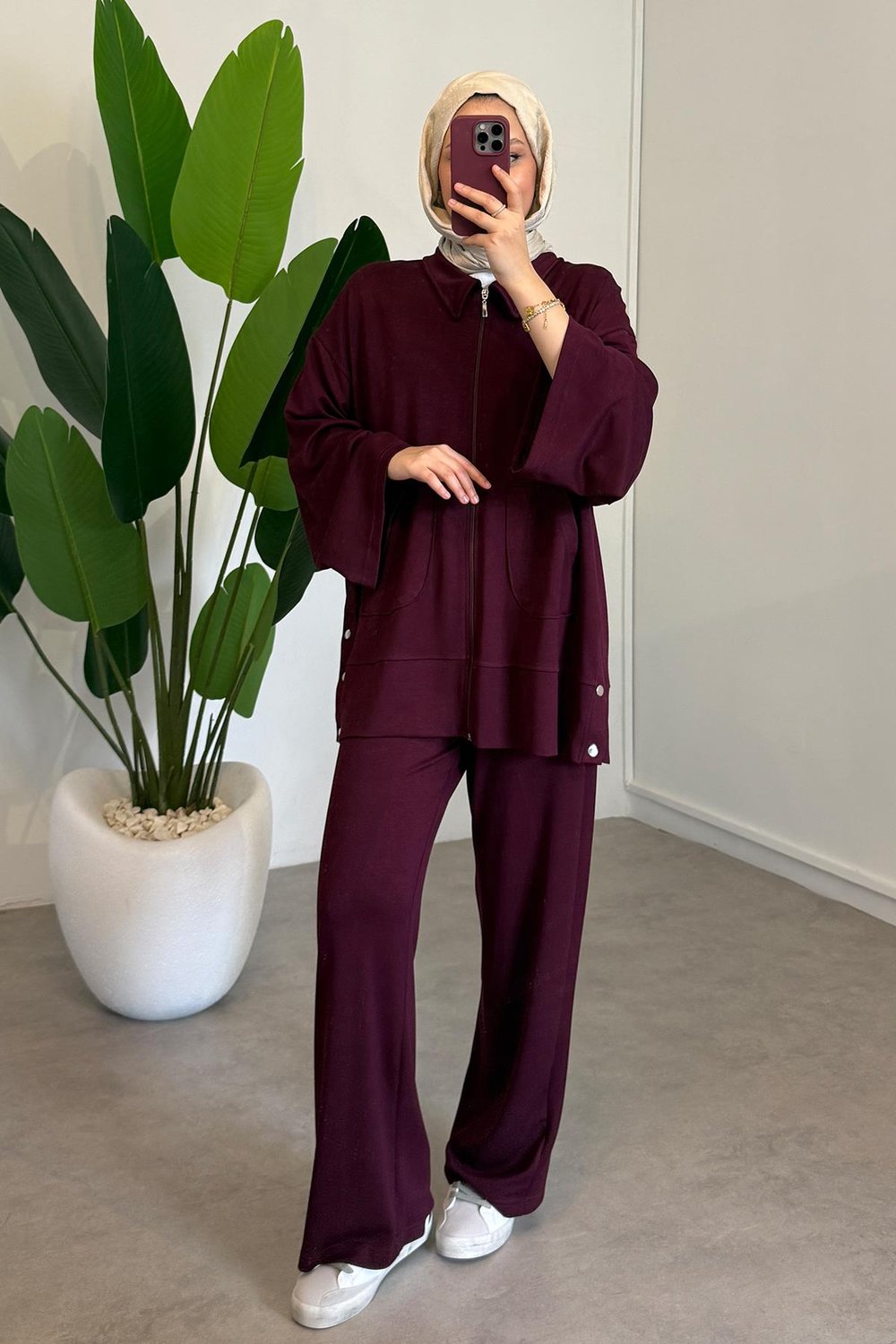 Çıtçıtlı Oyşo Takım - Bordo