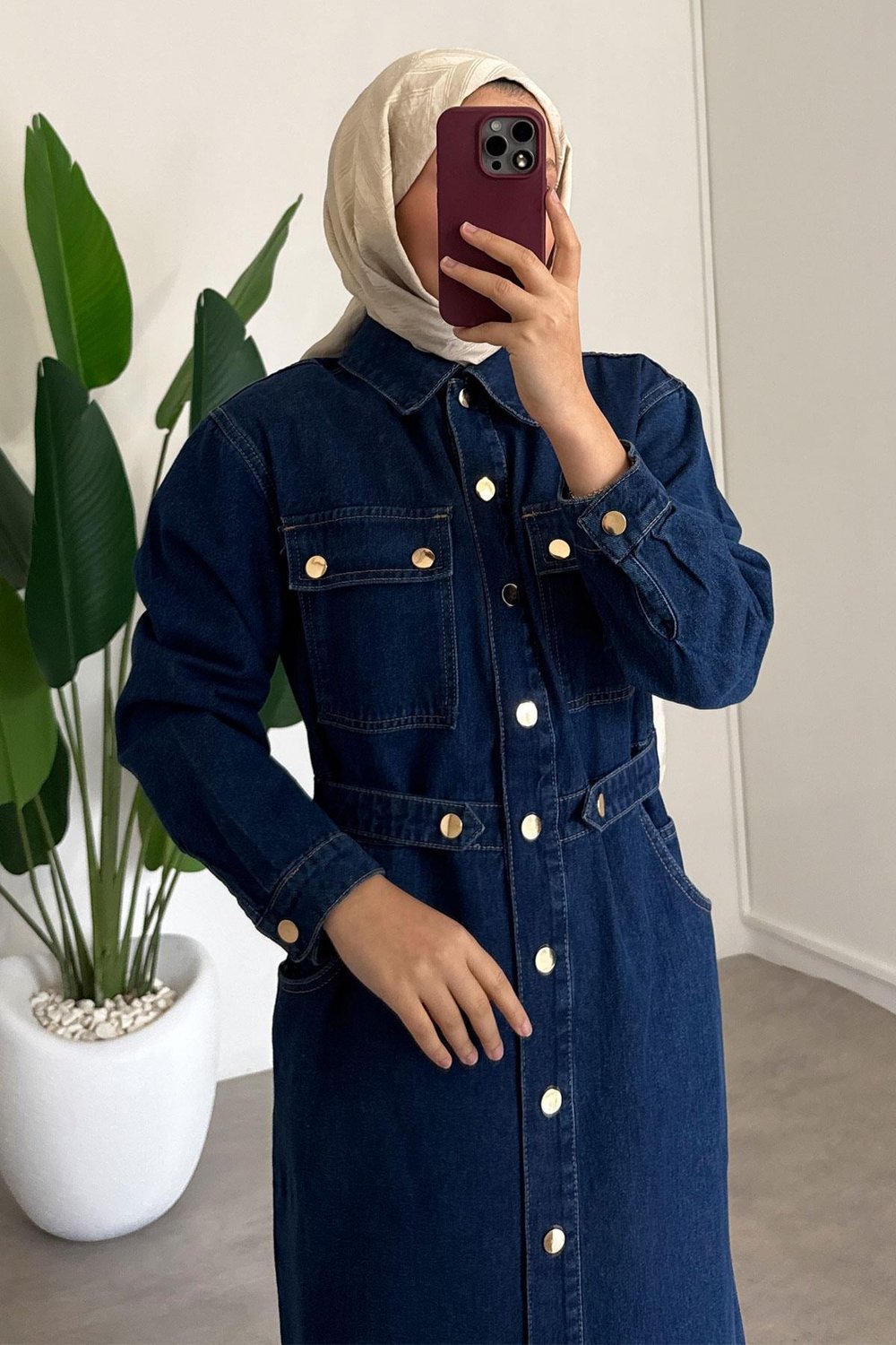 Denim Elbise - Kot