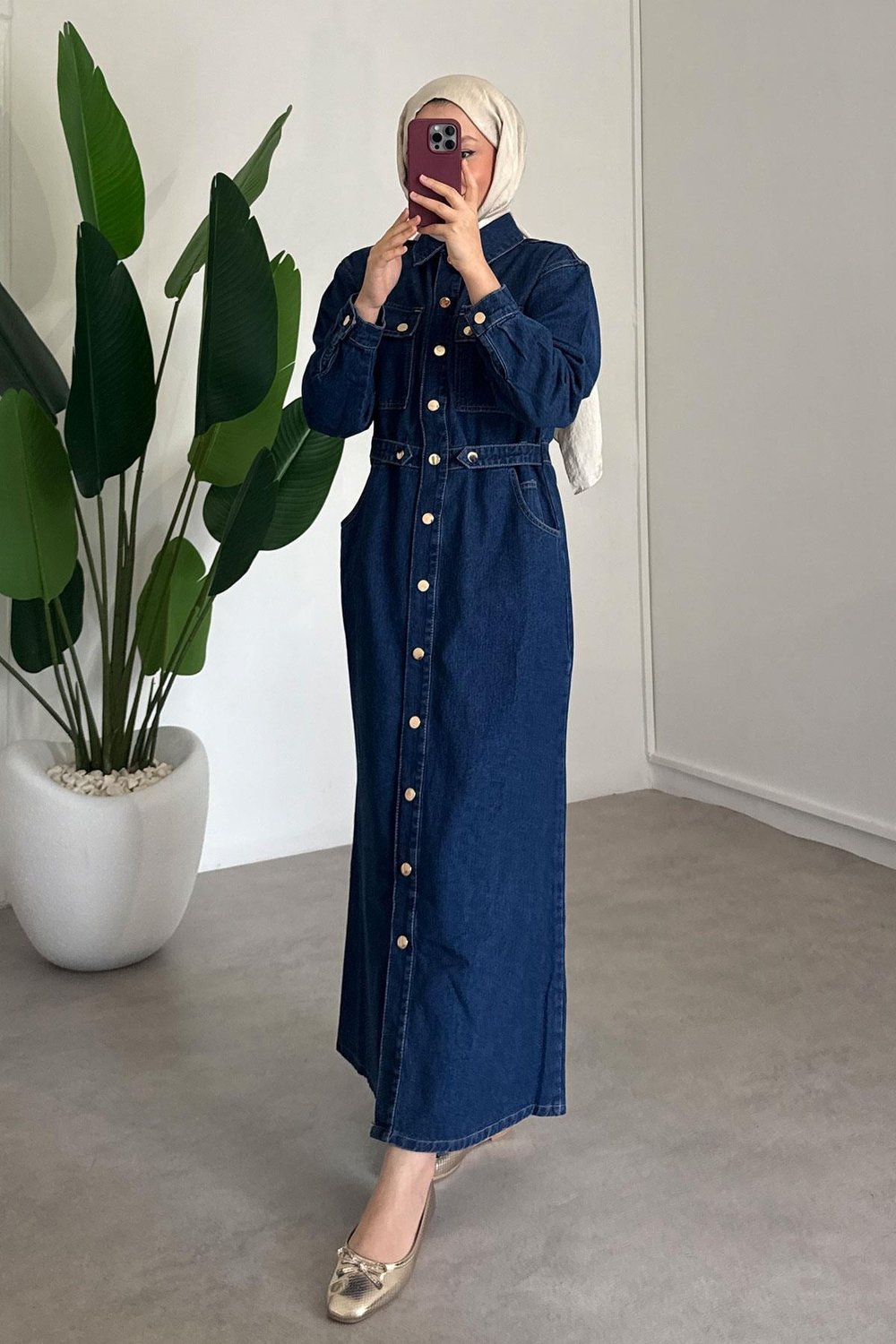 Denim Elbise - Kot
