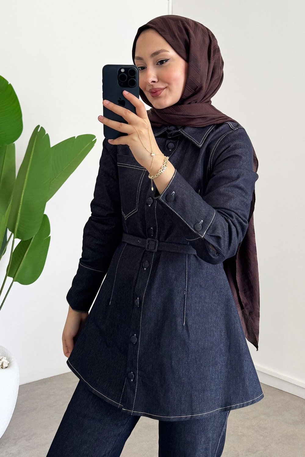 Denim Kemerli Takım - Lacivert