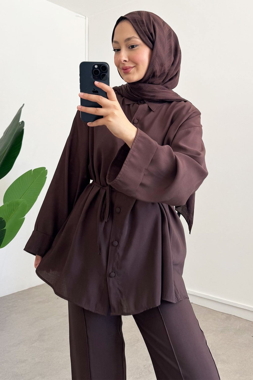 Kaplama Dügme Takım - Kahverengi