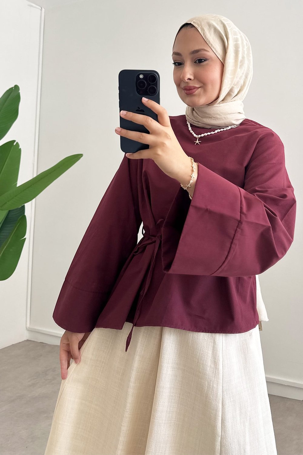 Kermerli Volan Tunik - Bordo