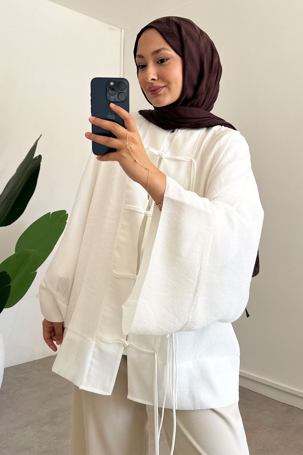 Kimono Ceket - Beyaz 
