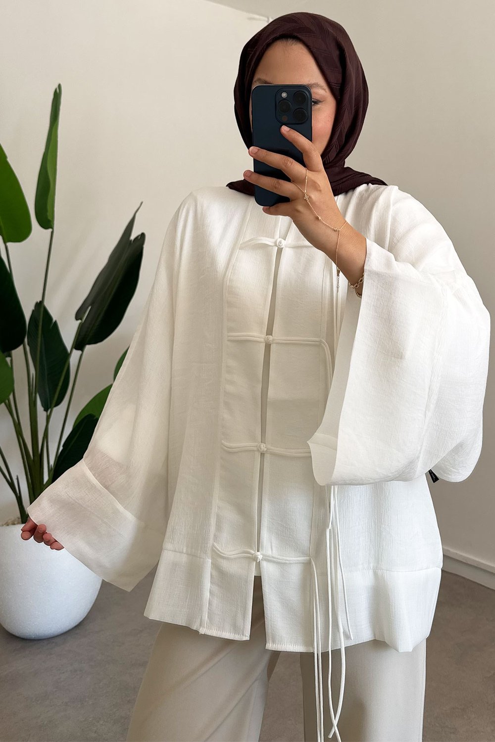 Kimono Ceket - Beyaz 