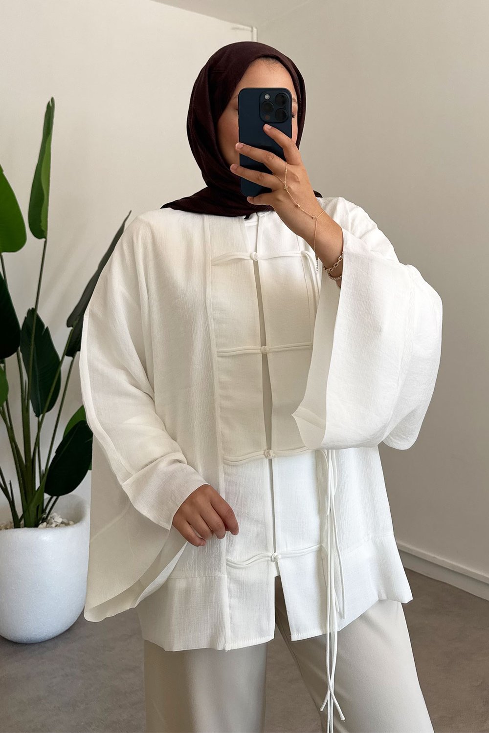 Kimono Ceket - Beyaz 