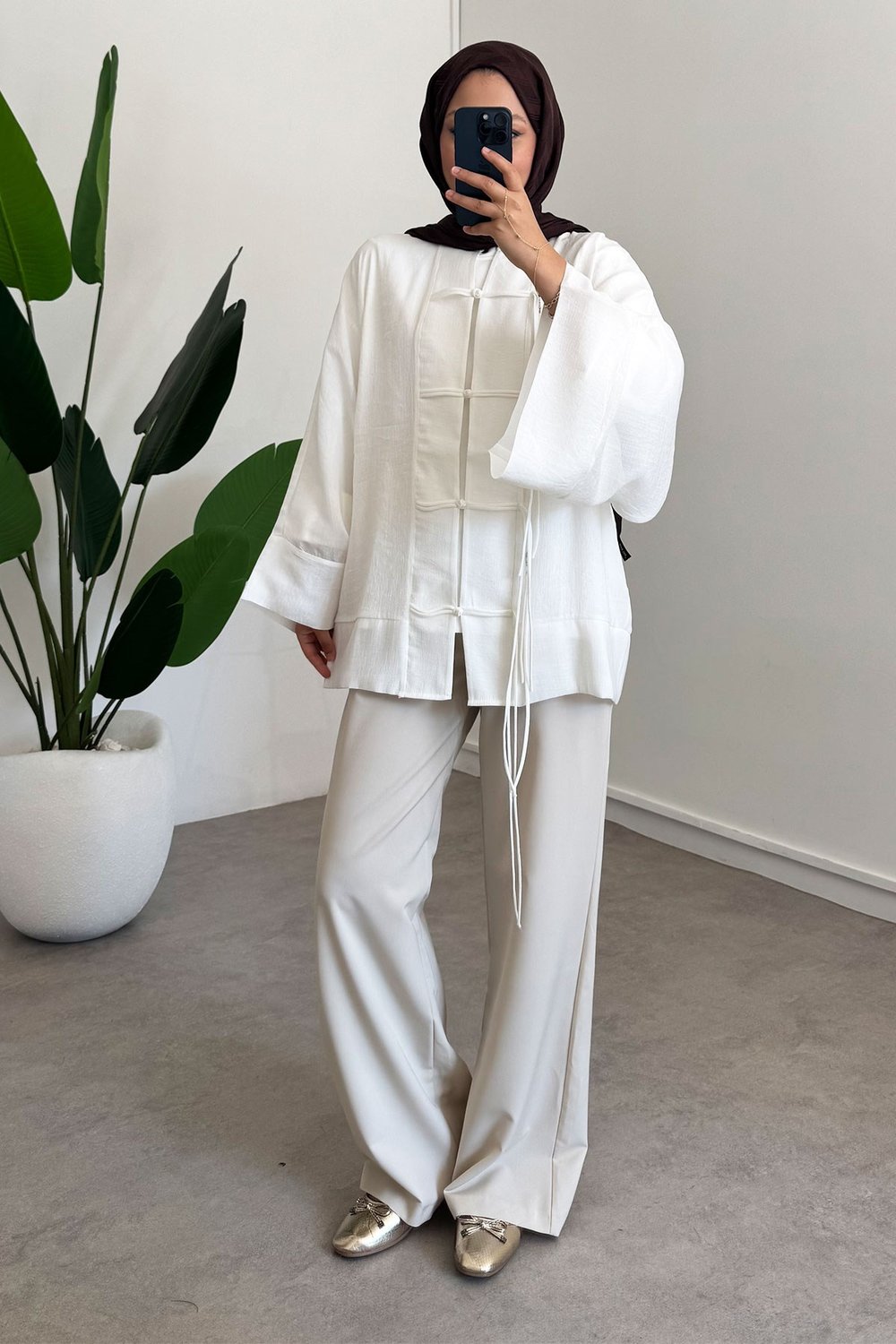 Kimono Ceket - Beyaz 