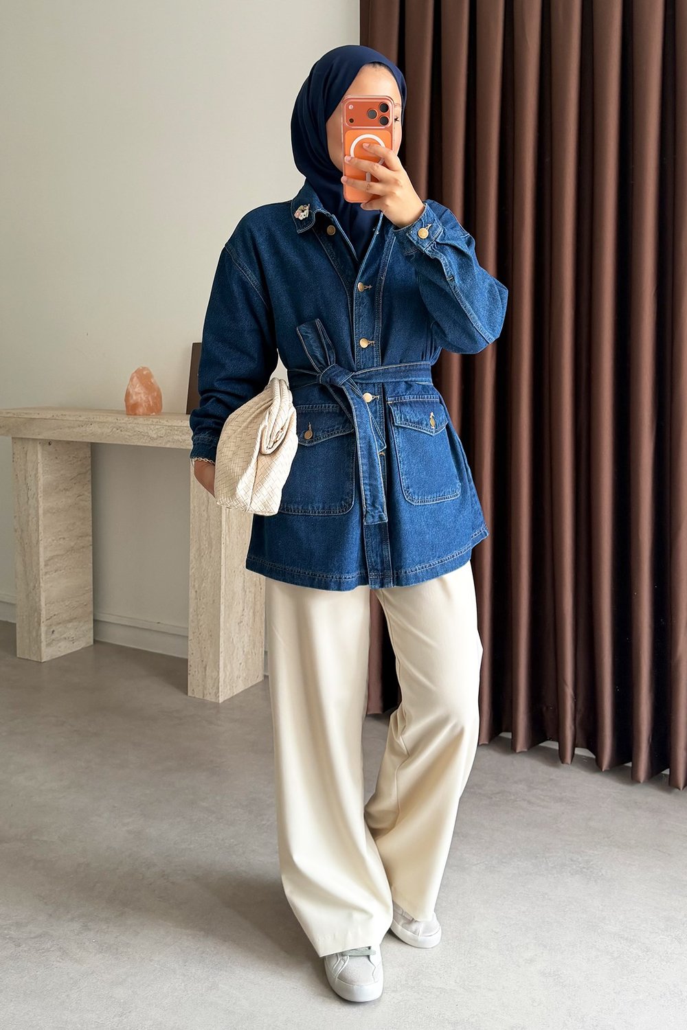 Nakışlı Denim Ceket - Koyu Kot