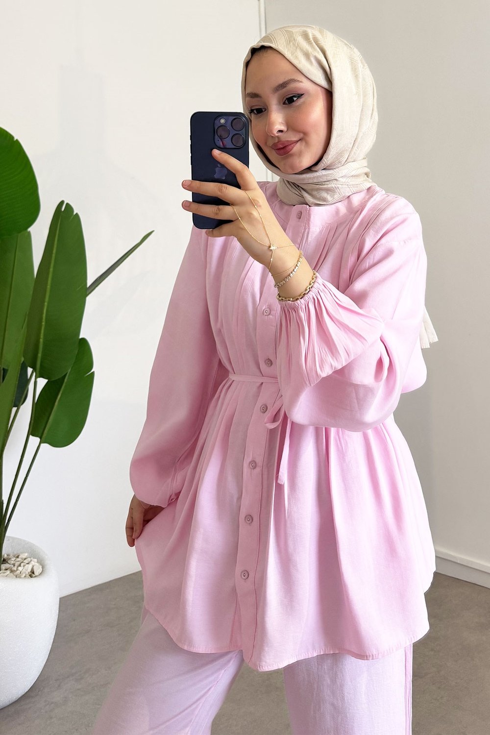 Nervürlü Takım - Pembe