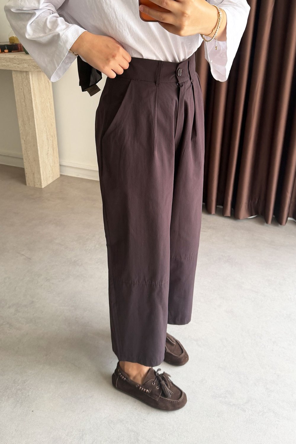 Oversize Pantolon - Kahverengi