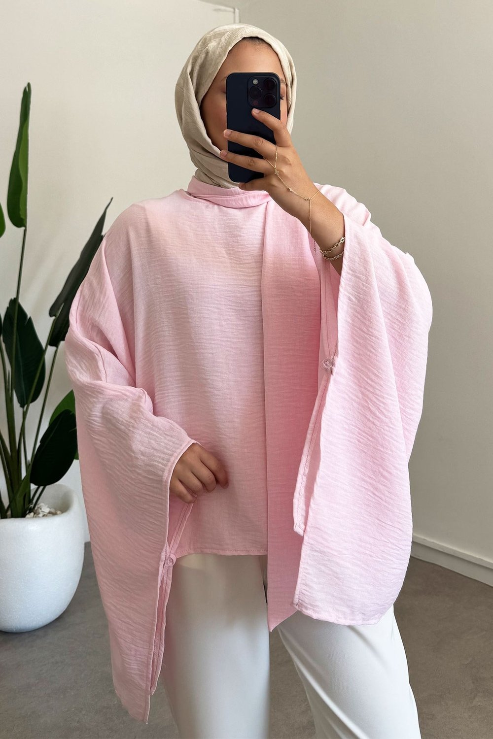 Panço Keten Gömlek - Pembe