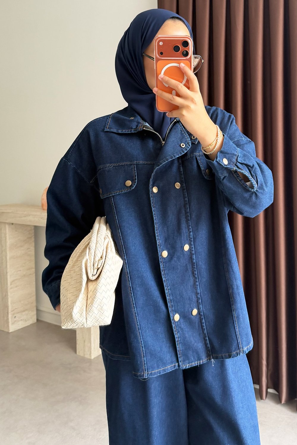 Patlı Denim Takım - Koyu Kot