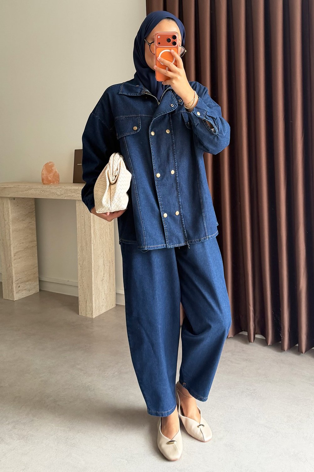 Patlı Denim Takım - Koyu Kot